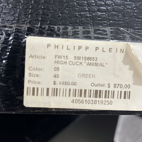 Philipp Plein Cuck “Animal” Green Snakeskin Leather High Top Sneakers – EU40 - Picture 2 of 3